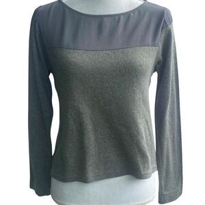 Dagg & Stacey Womens Navy Gray Color Block Long Sleeve Yoke Knit Top Size 4